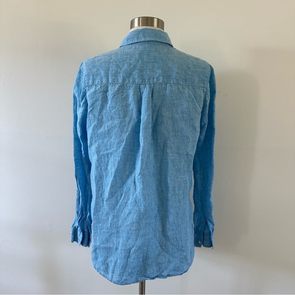 J. McLaughlin 100% Linen Button Down Shirt Blue XS - Picture 4 of 7
